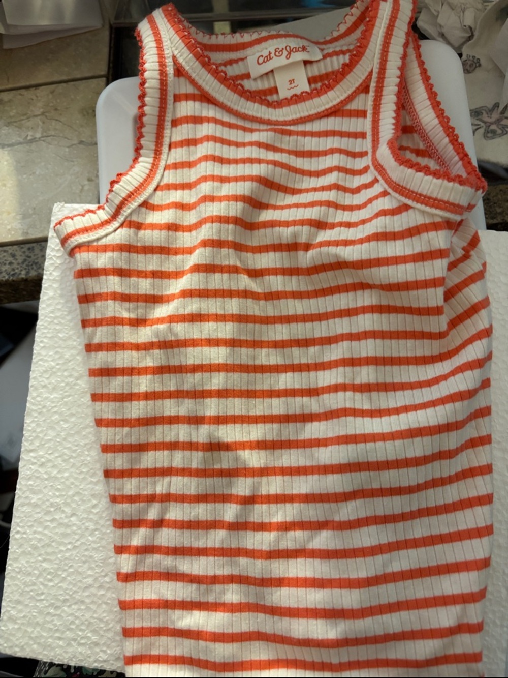 Cat & Jack Orange Striped Ribbed Tank 2T